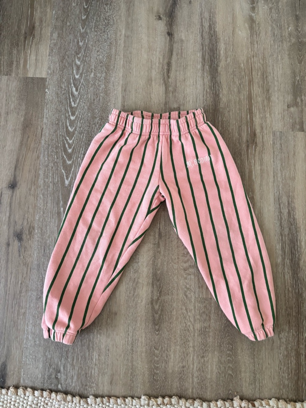 Mini Rodini Pink & Green Stripe Jogger Pants